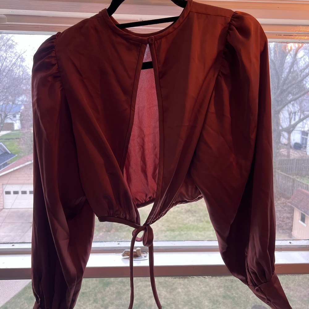 Elegant Burgundy Long Sleeve Blouse